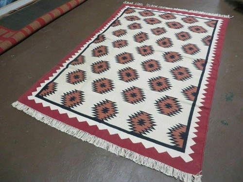 5' X 8' Hand Woven Wool Rug Contemporary Kilim Dhurrie Modern Oriental Area Rug - Picture 2 of 12