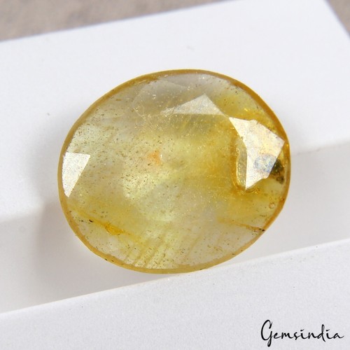 Piedra preciosa certificada sin tratar de corte ovalado amarillo zafiro natural de Ceilán de 5,10 quilates - Imagen 2 de 10