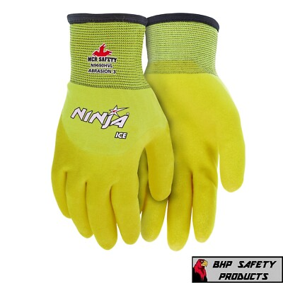 #ad MCR MEMPHIS NINJA ICE *HI VIS* INSULATED WINTER WEATHER SAFETY WORK GLOVES 1 PR $12.25