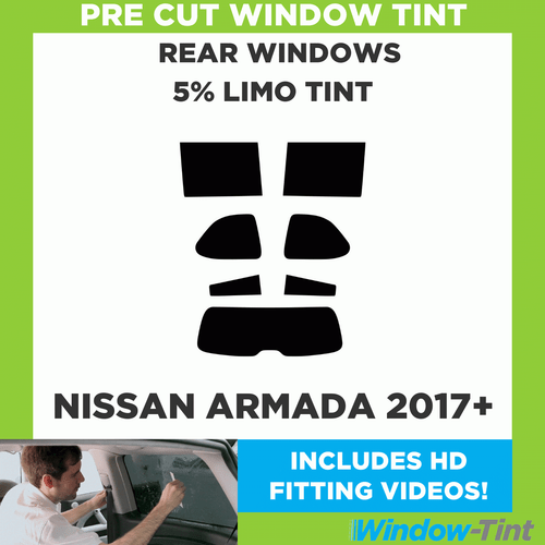 For Nissan Armada 2017+ Pre Cut Window Tint Rear 5% Limo Black Film - Picture 1 of 9