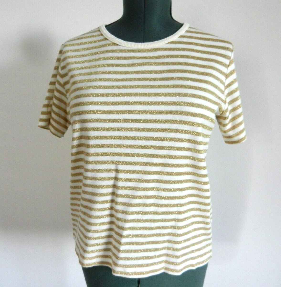 Vintage GRAFF gold and cream striped top size 12 - image 1