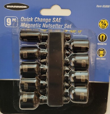 9 PC SAE Magnetic Quick Release Nutsetter Bit Driver Set
