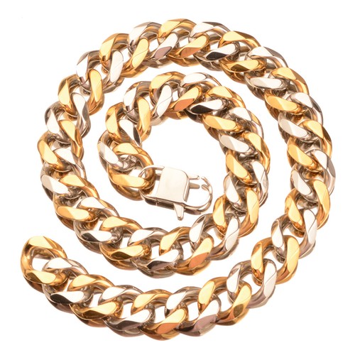 Chaîne homme lourde 19 mm 316L acier inoxydable CURB lien cubain collier bracelet - Photo 41/46