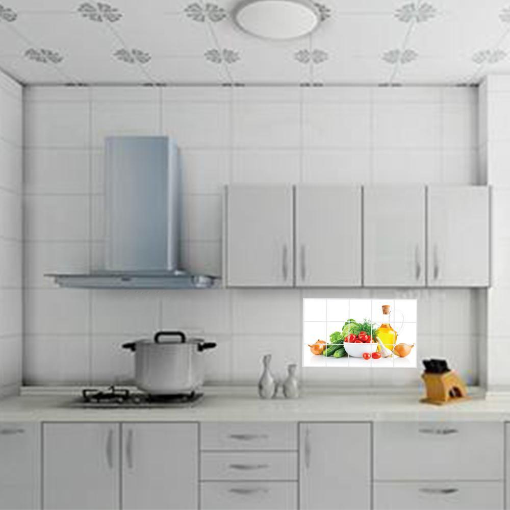 Decal Lecythus Vegetables Waterproof Anti Oil Stain Kitchen Wall Tile