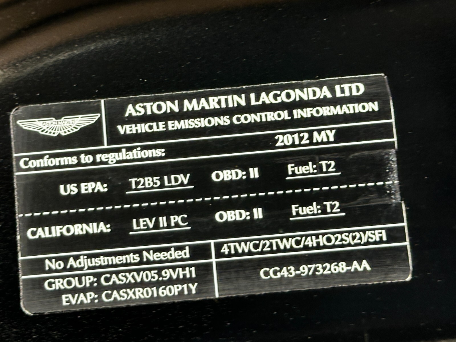 2010-2019 Aston Martin Rapide Virage Hood Panel Bonnet Shell OEM Black 10-19