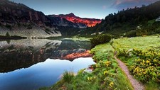 Landscape nature reflection trees forest mountains Custom Gaming Mat Desk
