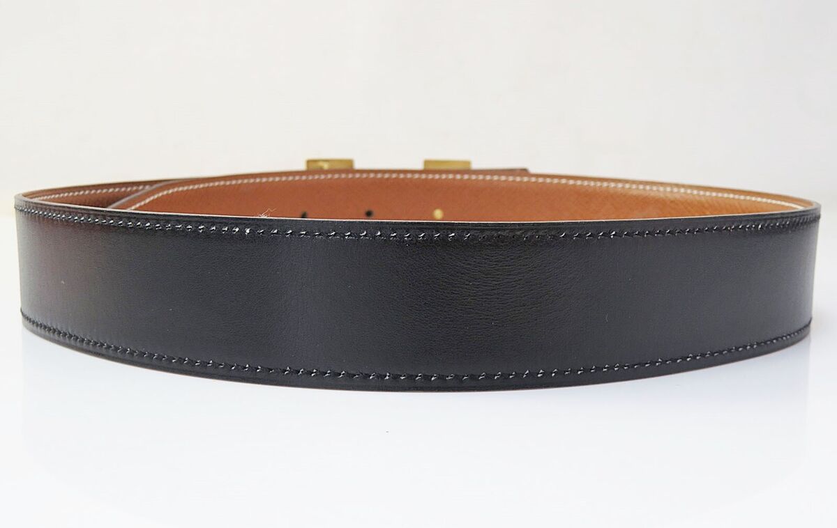 Authentic HERMES Black Leather Belt with Goldtone H Buckle Authentic HERMES Black Leather Belt with Goldtone H Buckle