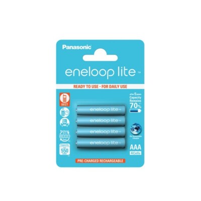 4 x Akkus Eneloop Lite AAA Micro für Schnurlostelefone Fernbedienung TV 550mAh 