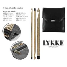 LYKKE ::Driftwood Crochet Hooks 6" Set:: in Faux Leather Pouch