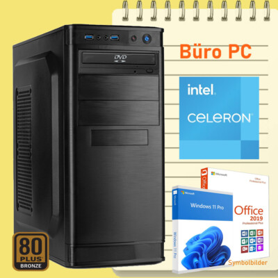 Schul PC Computer Intel Celeron G6900 16GB RAM 250GB SSD 1TB HDD Win.11 Office