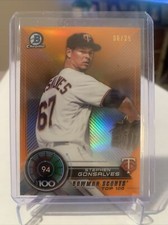 2018 Bowman Chrome Stephen Gonsalves Scouts Top 100 Orange Refractor /25 Twins