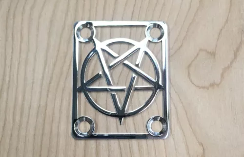 Pentagram Neck Plate for your Guitar or Bass - Chrome