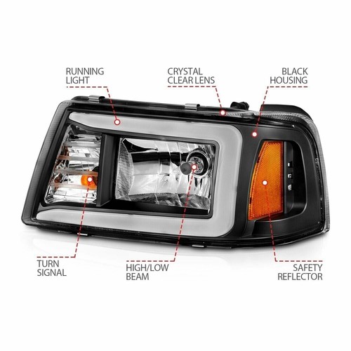 ANZO 111511 Crystal Headlight Lamp Black Amber w/Bar light for 01-11 Ford Ranger - 第 4/8 張圖片