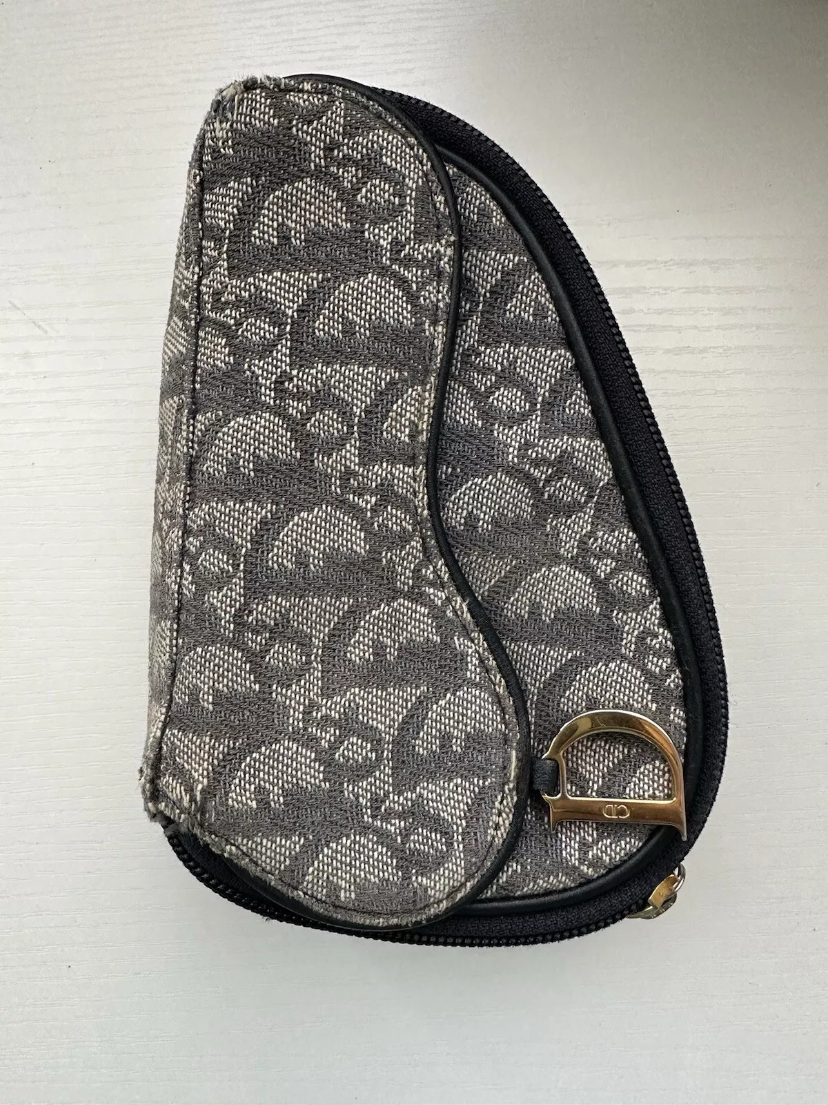 Pochette de selle Christian Dior trotteur toile marine authentique,