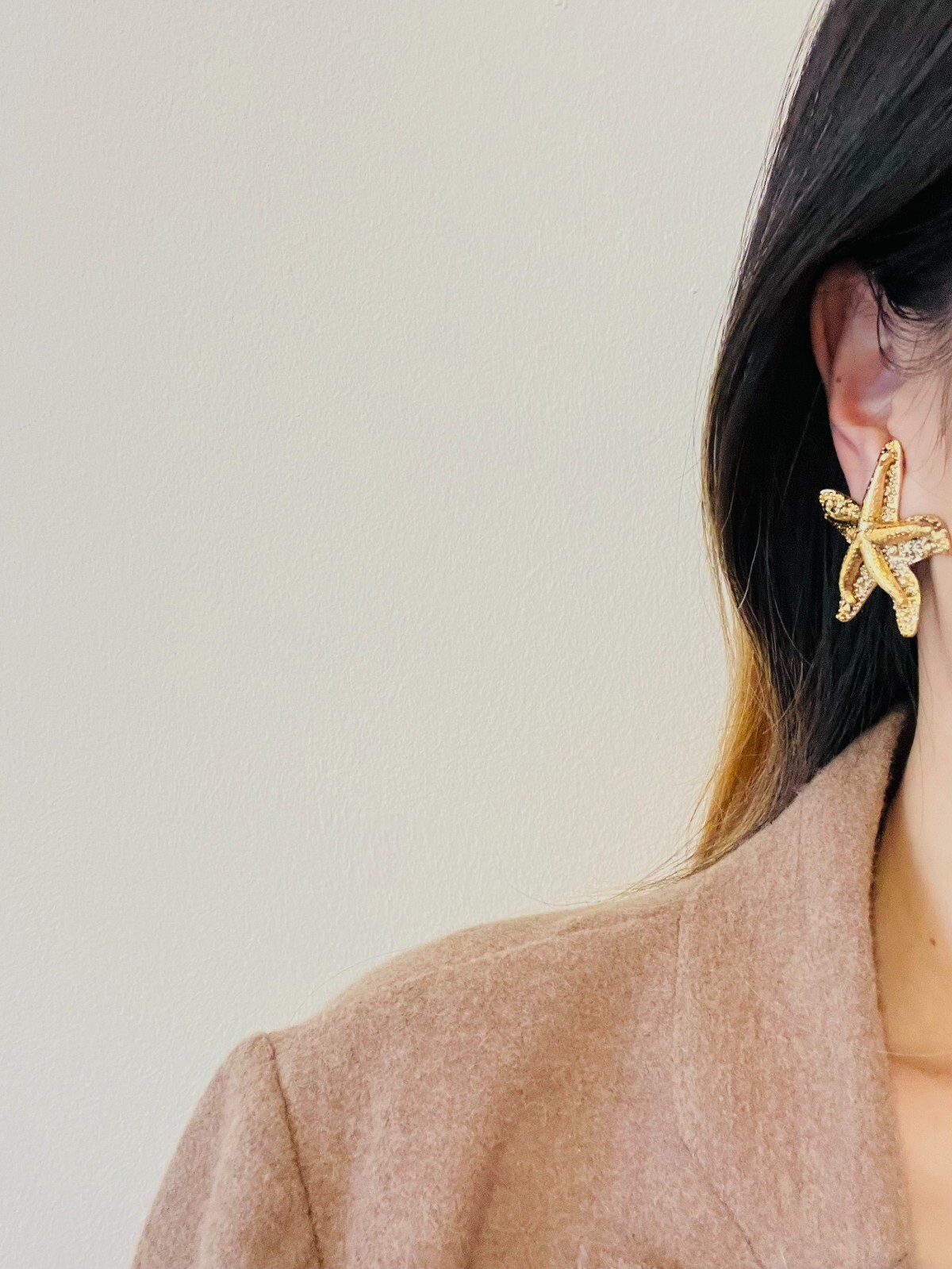 Orecchini Yves Saint Laurent YSL Vintage Massiccio Texture Vivace Starfish Clip