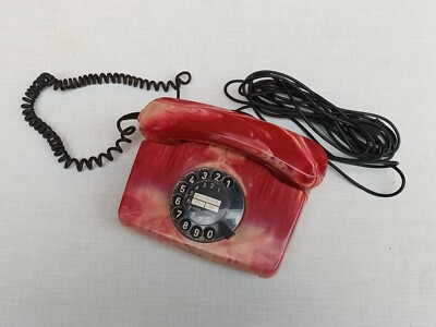 70s Vintage Post Office Telephone Dial 791-1 Corded Telephone Retro Marbled 70s