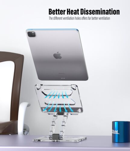 ZAW Adjustable Acrylic Tablet Stand for Desk, Foldable & Ergonomic iPad Holder - Picture 7 of 8