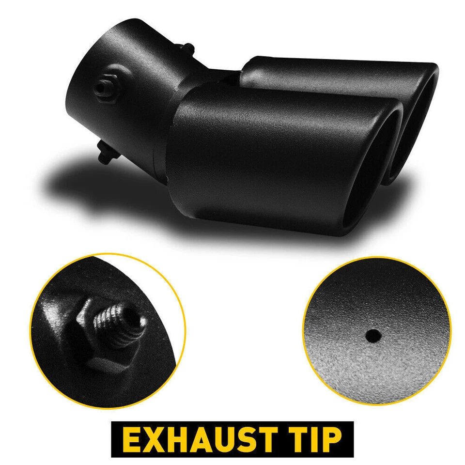 Tubo de escape duplo traseiro de carro ponta silenciador cauda tubo traseiro preto 1,5"-2,4" polegadas EAW - Imagem 2 de 4