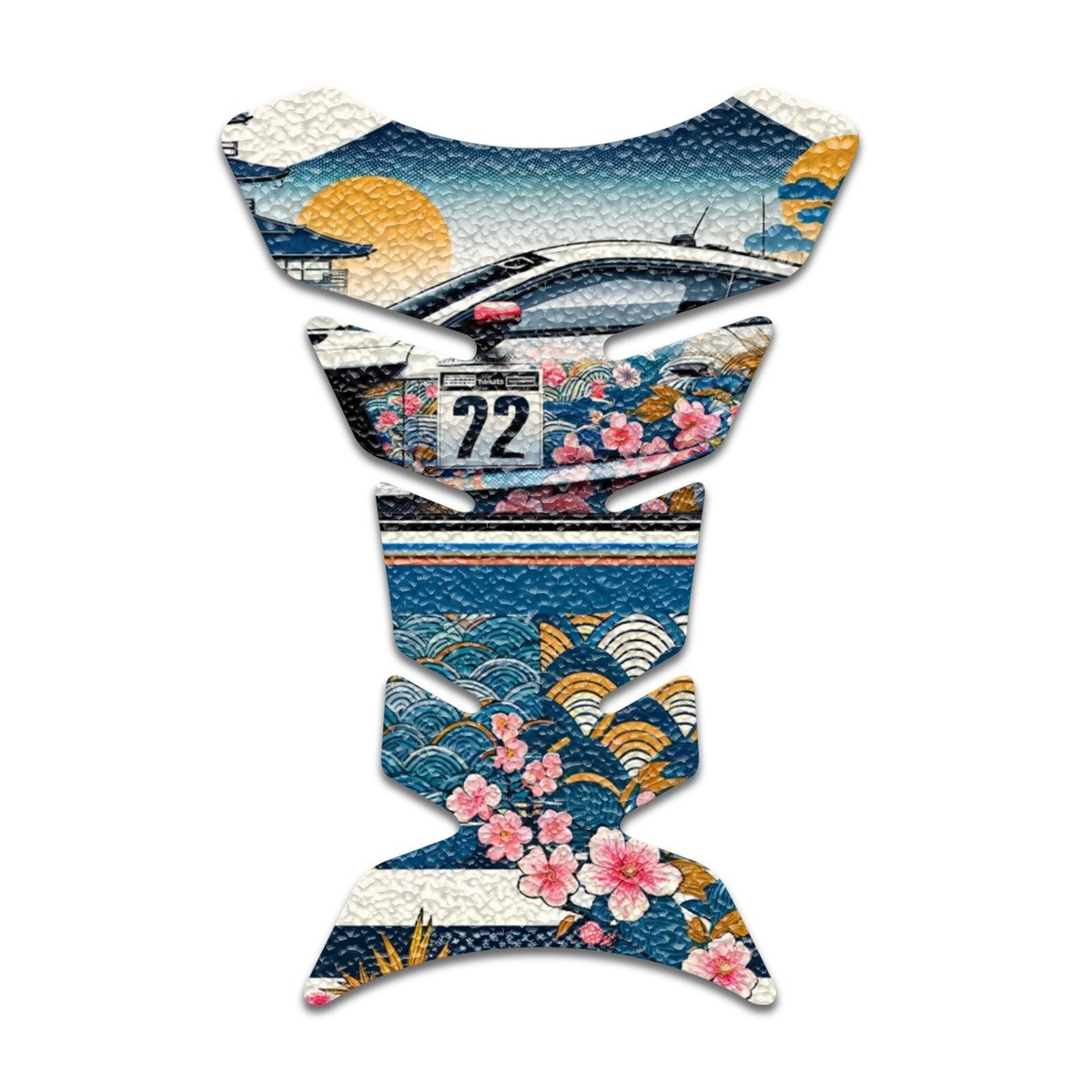 さくら様 Japanese Art Motorcycle Tank Pad Sakura & Waves Graphics