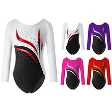 Kids Girl's Leotard Dance Jumpsuit Training Unitard Gymnastics Romper Fitness