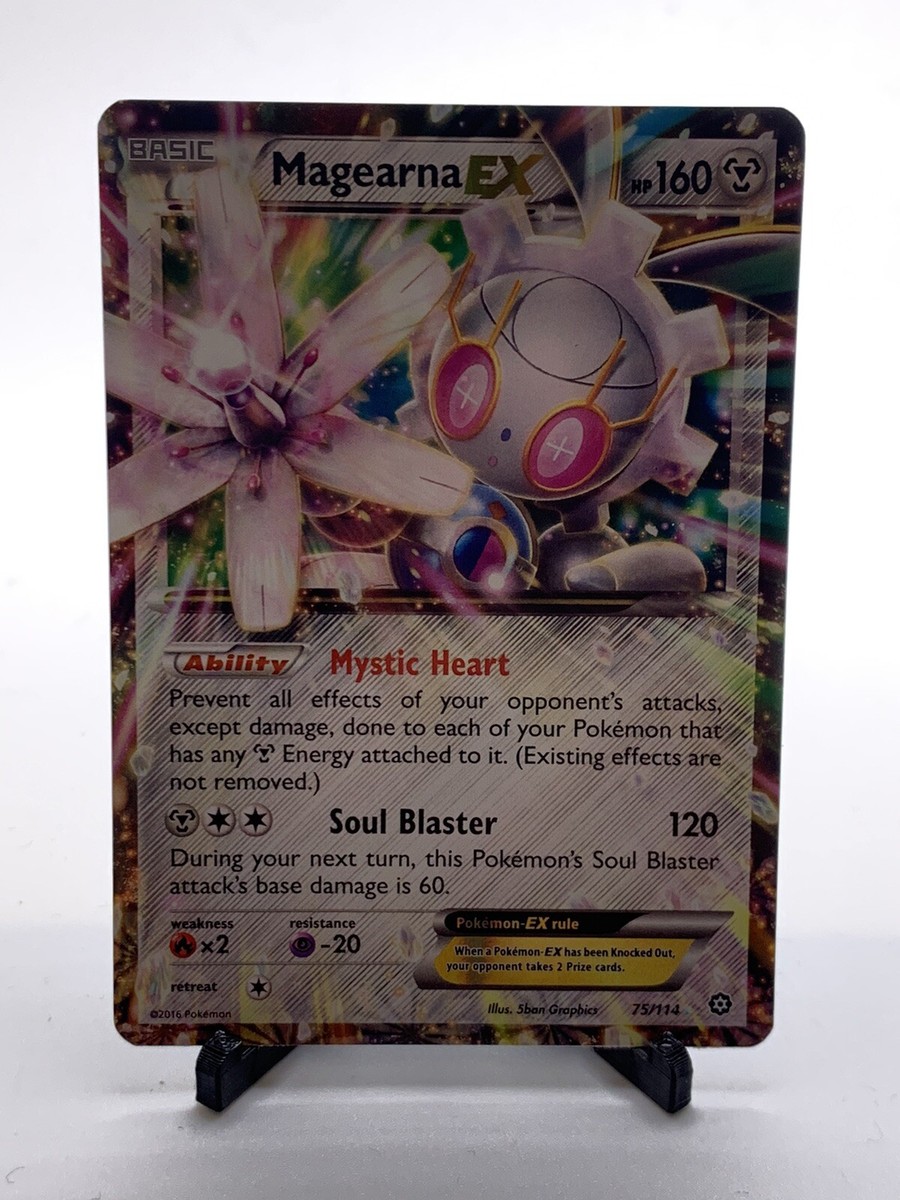 magearna ex pokemon card price TCG: 2016 Battle Heart Magearna-EX Collector Tin with Special Foil Cards done to each of your Pokemon that has any Metal Energy attached to it 2016 Pokemon XY Steam Siege