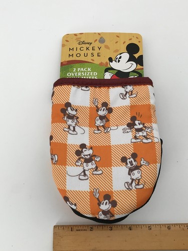 Disney Mini Oven Mitts Mickey Mouse Thanksgiving Autumn Fall Buffalo Plaid - Picture 6 of 7