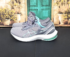 SHOES- ASICS GEL-PULSE 13 RUNNING SHOES- WOMANS SIZE - 11 GRAY/AQUA- PREOWNED