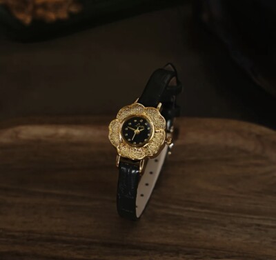 Gold French Vintage Flower Style Unique Dainty Women s Wrist Watch Cute Gift