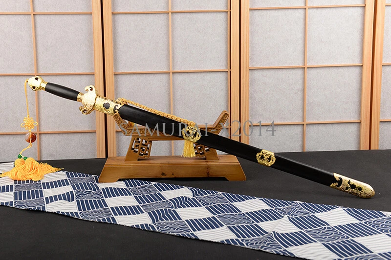 Фитинги из сплава золотой дракон китайский меч с кисточками сложенное стальное острое лезвие - Изображение 3 из 4