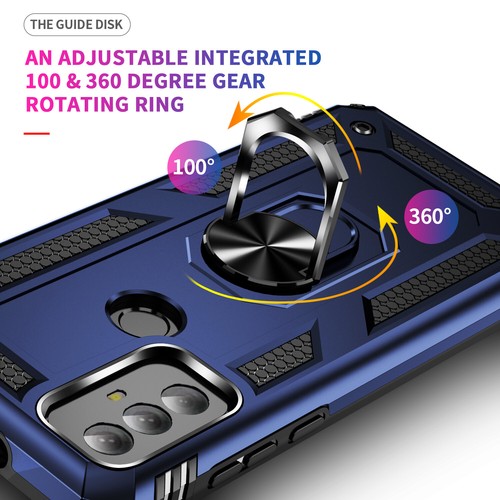 For Motorola Moto G Play 2023 Ring Case Magnetic Metal Kickstand +Tempered Glass - 第 21/45 張圖片
