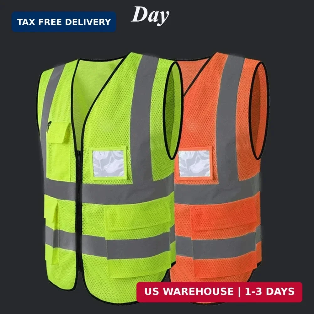 HYCOPROT High Visibility Mesh Safety Reflective Vest with Pockets and Zipper, Me image 3