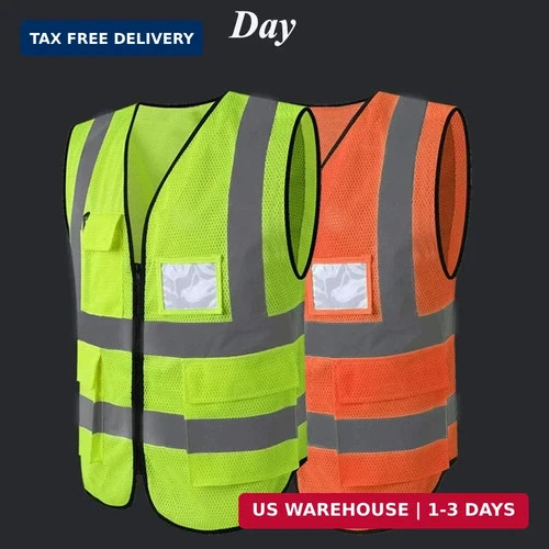HYCOPROT High Visibility Mesh Safety Reflective Vest with Pockets and Zipper, Me image 3