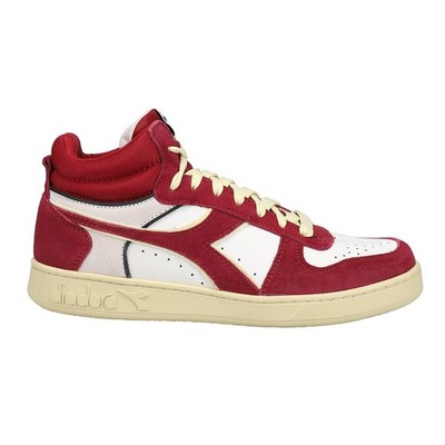 diadora Magic Basket Demi Cut Suede Leather High Top  Mens Red, White Sneakers C