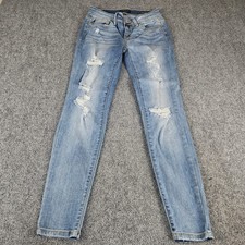 Judy Blue Skinny Fit Distressed Jeans Medium Wash Raw Hem Size 5/27 JB82125LT