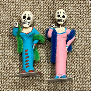 Handcrafted Day Of The Dead Skeleton Ceramic Figurines Mexican Folk Art