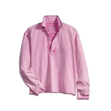 Frank & Eileen Patrick Popover Henley Women LG Light Pink Classic V-Neck Preppy
