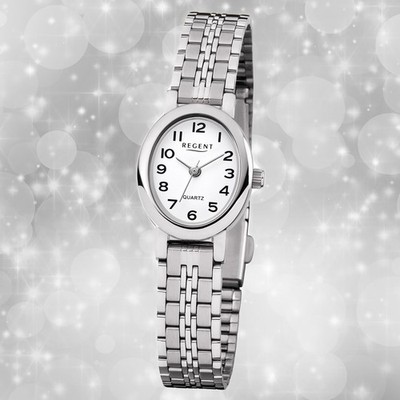 Armband-Uhr Quarz Metall silber F-1169 Damen Uhr Regent Metallarmband URF1169