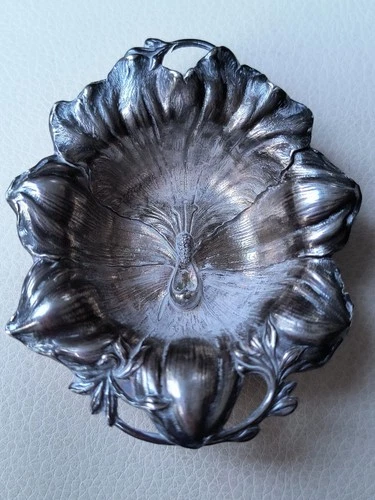 RESTRICTED for 4cornered: Antique Sterling Silver Nut Dish ORCHID REED & BARTON