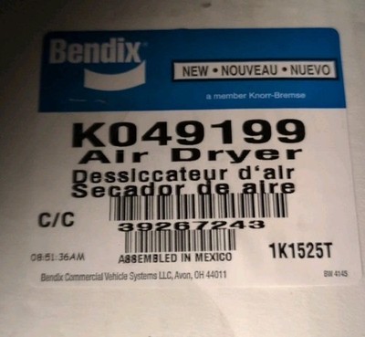 New Bendix K049199 Air Dryer Assembly AD-IS