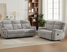 Siyara Fabric Recliner Sofa Set 3+2 Seater Grey - 3 and 2 Seater Recliner Sofa