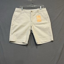 Dockers Bermuda Short Women’s 12 Beige Besom Pocket Mid Rise 10” Inseam Khaki