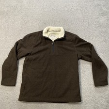 ORVIS Mens Sherpa Lined Quarter Zip Pullover Sweater Fleece Brown Medium Outdoor