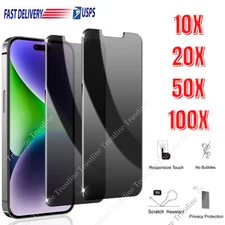 For iPhone 17 16 15 14 13 12 Pro Max Privacy Tempered Glass Screen Protector Lot