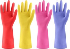 Rubber gloves for dishwashing 4 Pairs, Kitchen gloves for dish cleaning gloves,