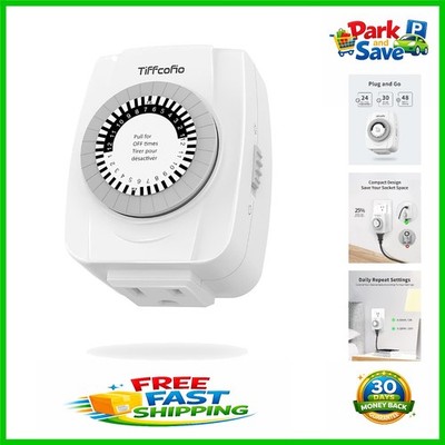 Compact 3 Prong Programmable Light Timer with 48 Settings - Easy to Use