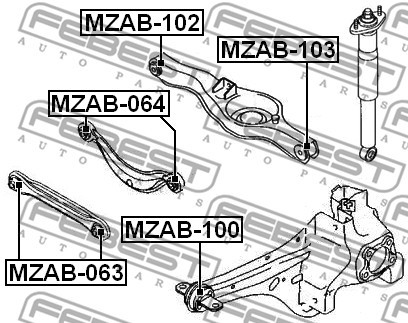 MZAB-100 QUERLENKER LAGER LAGERBUCHSE FEBEST 2PCS FÜR MAZDA CX-7 2.3L - Bild 3 von 7