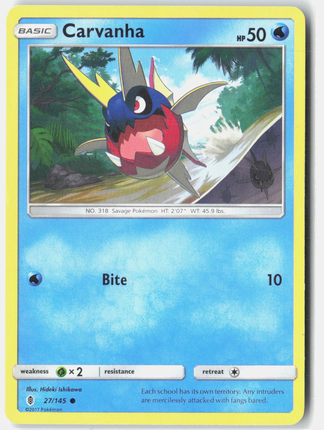 Carvanha SM - Guardians Rising 27/145 Pokemon Card