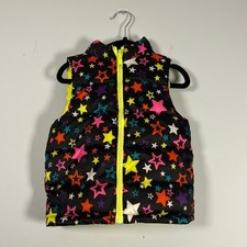 Healthtex Kids Reversible Neon Green Black Colorful Star Puffer Vest Baby Girl