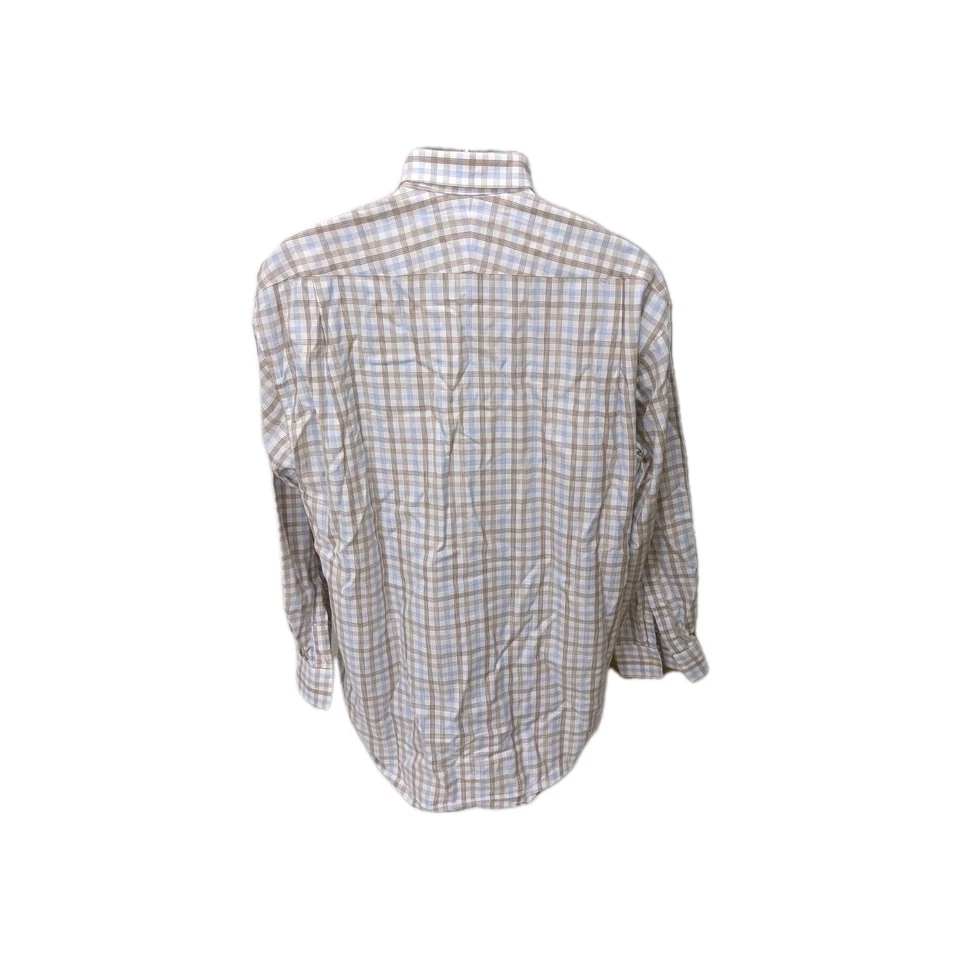 Camisa de vestir Hickey Freeman para hombre 34 cuadros abotonados manga larga #8100 Foto 4 de 4