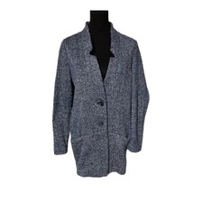 Old Navy Notch Collar Brushed Navy  White Jacket, Size Small